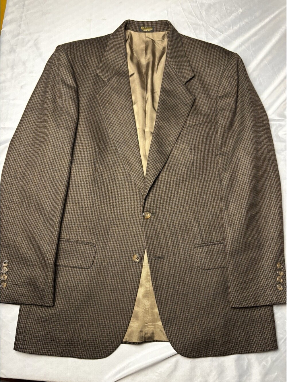 St. Michael Vintage Brown Houndstooth Wool Sport Coat Blazer